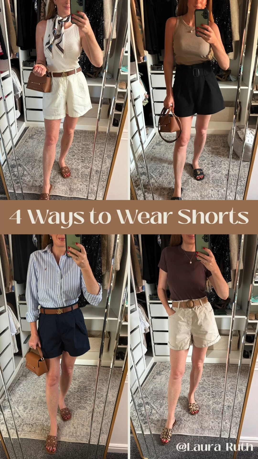 4 ways to wear shorts this summer 🤍 From easy everyday looks to polished, put-together outfits, styling white, navy, black and beige shorts with simple wardrobe staples. A few layers, accessories and shoe swaps can completely change the feel of an outfit ✨  

 #LTKuk #LTKsummer #LTKstyletip