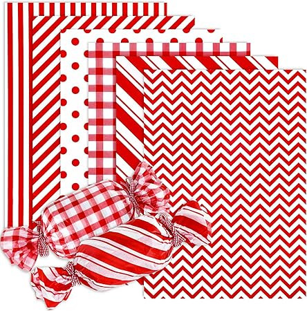 Whaline 120 Sheets Minimalists Christmas Tissue Paper Plaids Dots Stripes Print Gift Wrapping Pap... | Amazon (US)