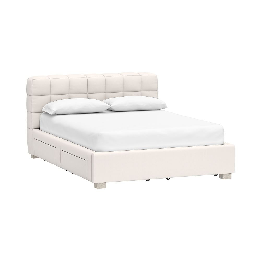 Baldwin Upholstered Storage Bed, Queen, Twill White | Pottery Barn Teen