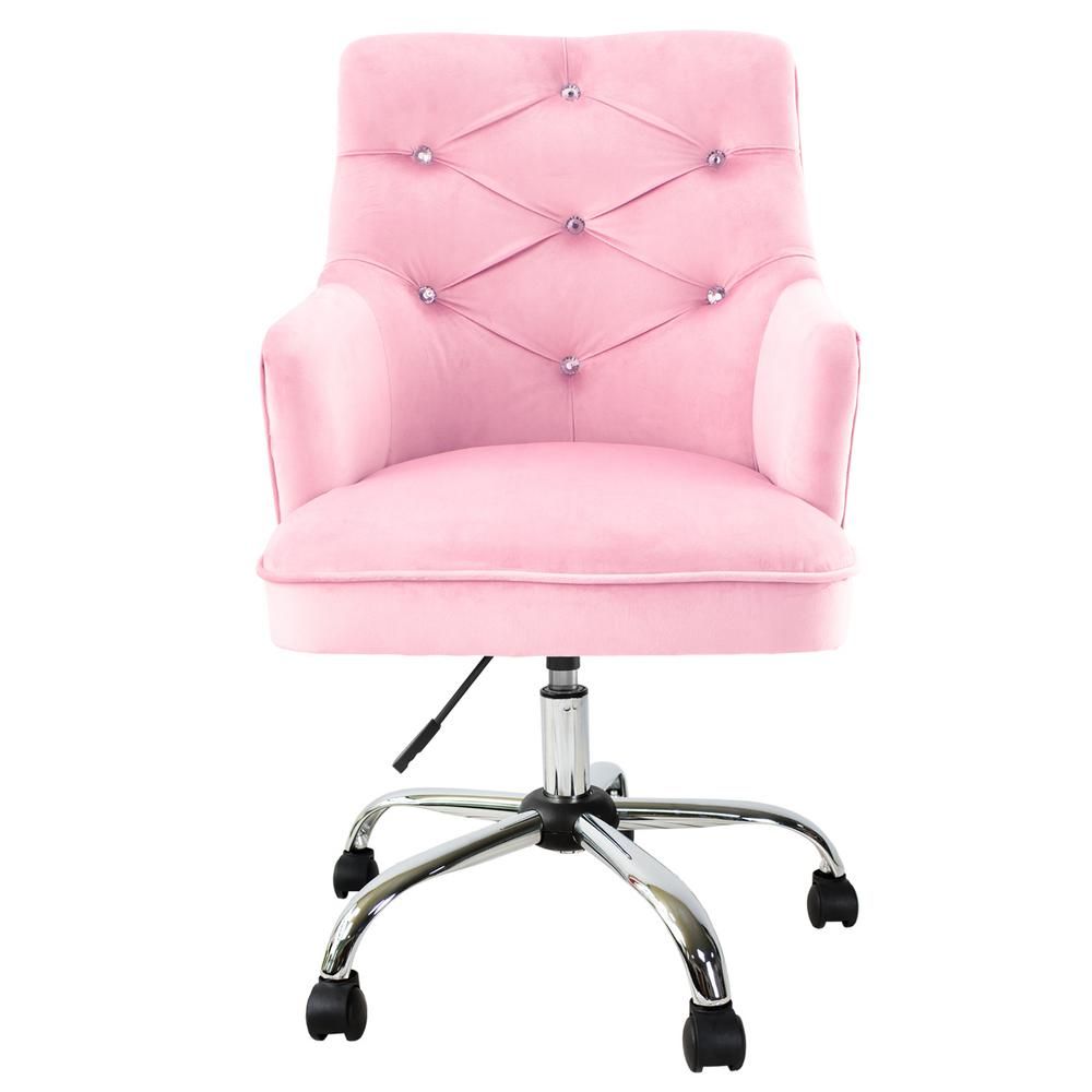 Boyel Living Tufted Pink Velvet Swivel Office Chair with Adjustable Height and Silver Legs-WF-ZC4... | The Home Depot
