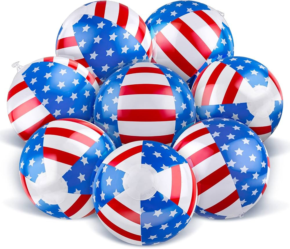 Whaline 12 Pieces 4th of July Inflatable Beach Ball Patriotic Stars Stripes Party Favor Gift Red ... | Amazon (US)