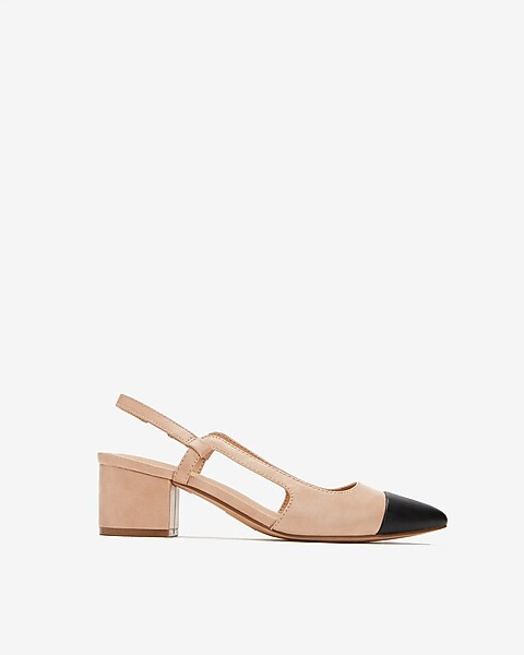 Toe Cap Slingback Block Heels | Express