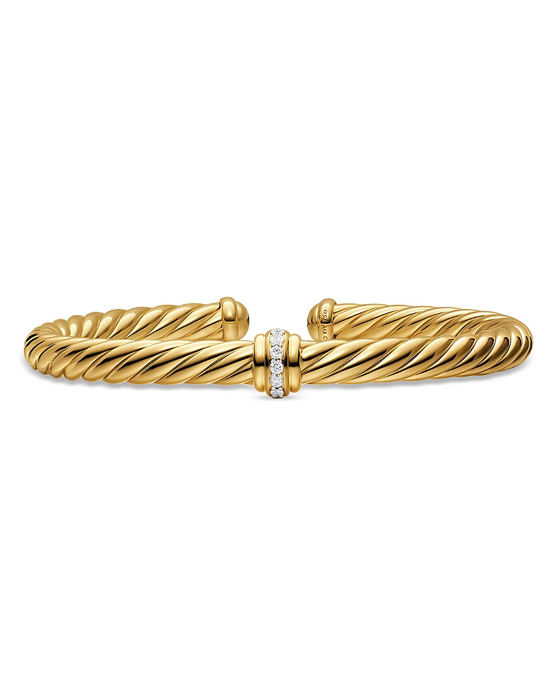 David Yurman Cablespira Flex Center Station Bracelet in 18K Yellow Gold with Diamonds, 6mm | Bloomingdale's (US)