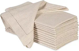 Ramanta Home Cloth Dinner Napkins in Cotton Flax Fabric with Hemstitched & Tailored Mitered Corne... | Amazon (US)