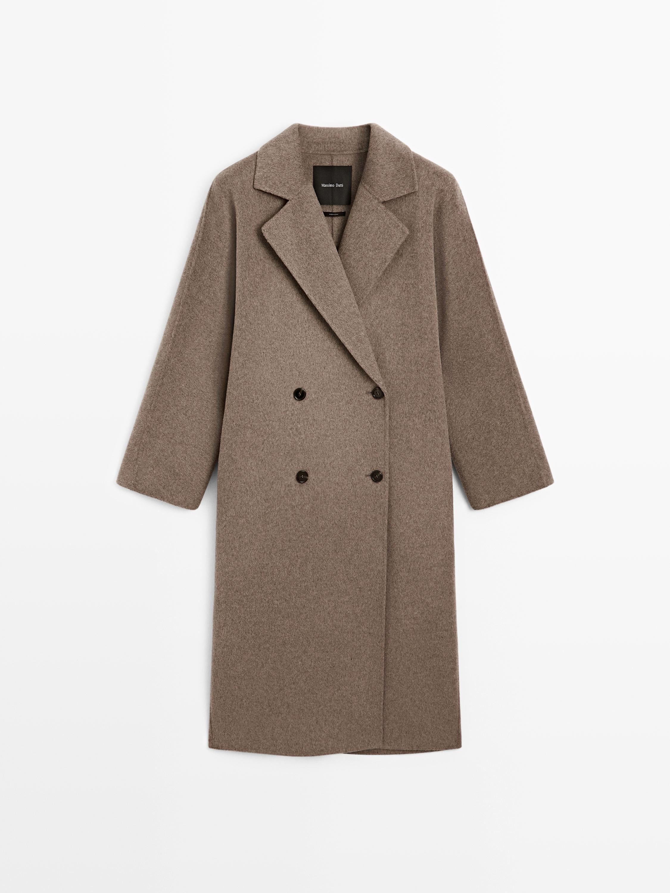 Long wool blend double-breasted coat | Massimo Dutti UK