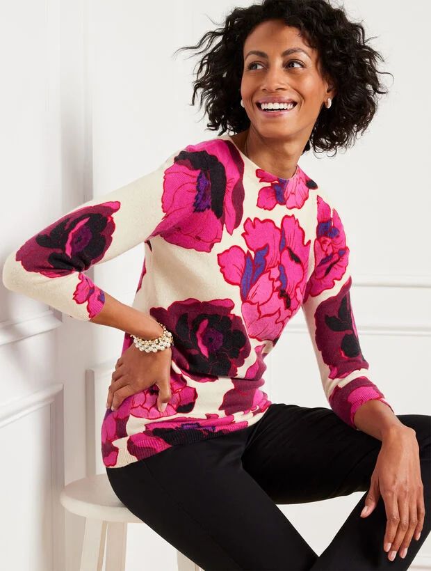 Audrey Cashmere Sweater - Blooming Floral | Talbots