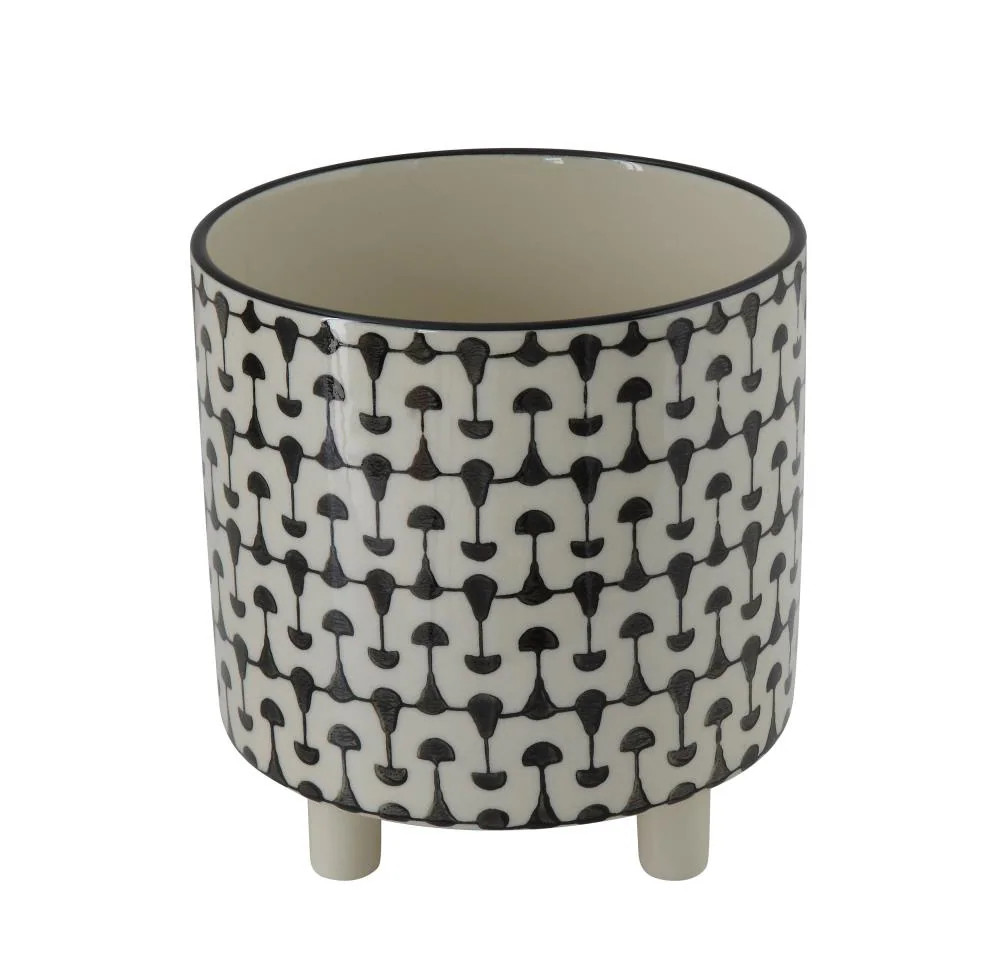 STORIED home Round 8-in W Small Black Stone Indoor/Outdoor Planter | DF0121 | Lowe's