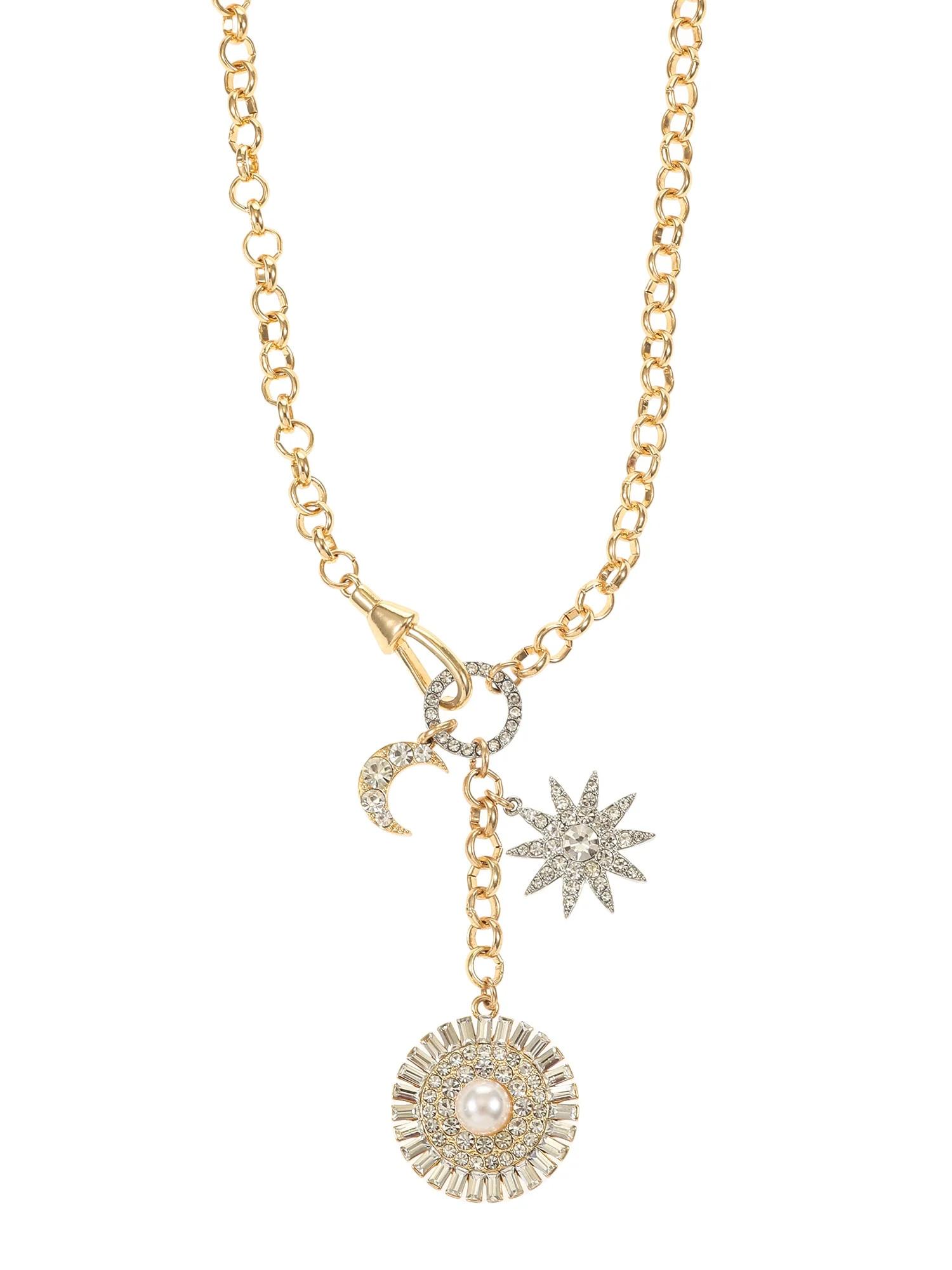 Time and Tru Goldtone and Crystal Sun, Moon and Stars Necklace, 1 Piece | Walmart (US)