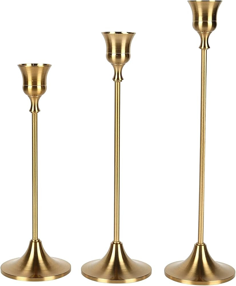 Kytree Candle Holders Candlestick Holders Brass Gold - Set of 3 Decorative Metal Candle Stands fo... | Amazon (CA)