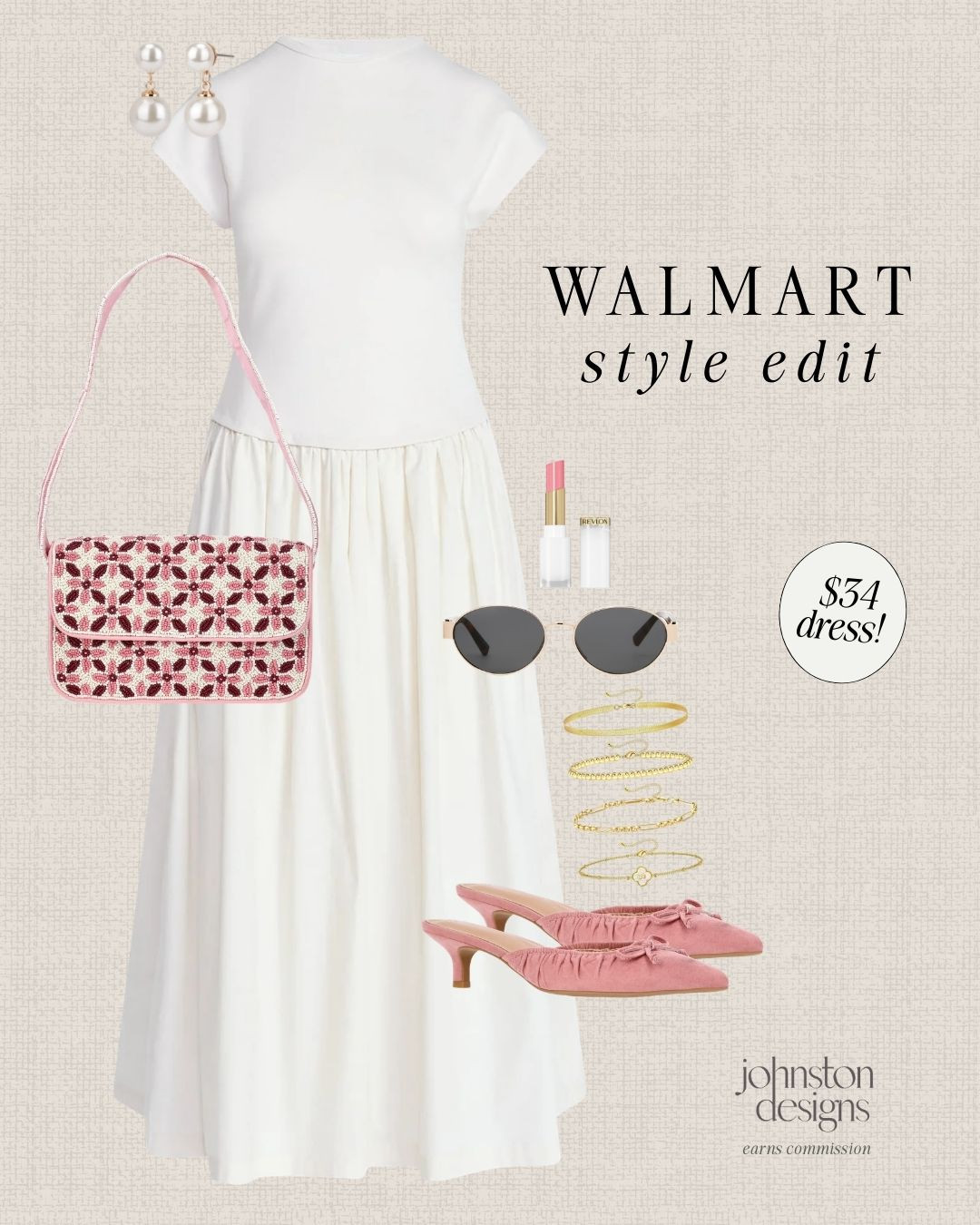 The prettiest Walmart style edit featuring a chic $34 dress styled with pink accessories and classic gold jewelry. An easy, feminine look perfect for brunch, spring events or everyday elevated style. 🤍

Walmart style edit, walmart dress outfit, walmart fashion finds, walmart spring outfit, affordable dress outfit, walmart womens fashion, feminine spring outfit, pink accessories outfit, walmart outfit ideas, budget friendly fashion, walmart midi dress, classic spring style, walmart clothing finds, everyday chic outfit, walmart fashion haul. 

 #LTKootd