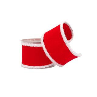 2.5" x 15Ft Red with White Fluff Edges Wired Ribbon by Celebrate It® in Null | Michaels® | Michaels Stores