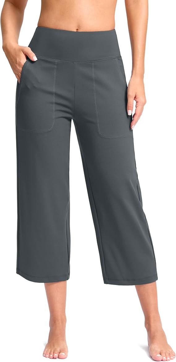 G Gradual Women's Capri Pants with Pockets High Waist Yoga Pants Wide Leg Workout Summer Pants fo... | Amazon (US)