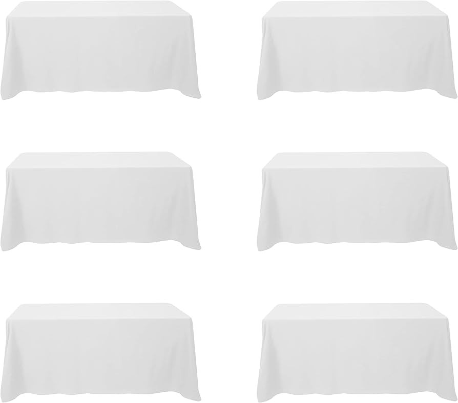 BRILLMAX 6 Pack White Tablecloths for 6 Foot Rectangle Tables 90 x 132 Inch - 6ft Rectangular Bul... | Amazon (US)