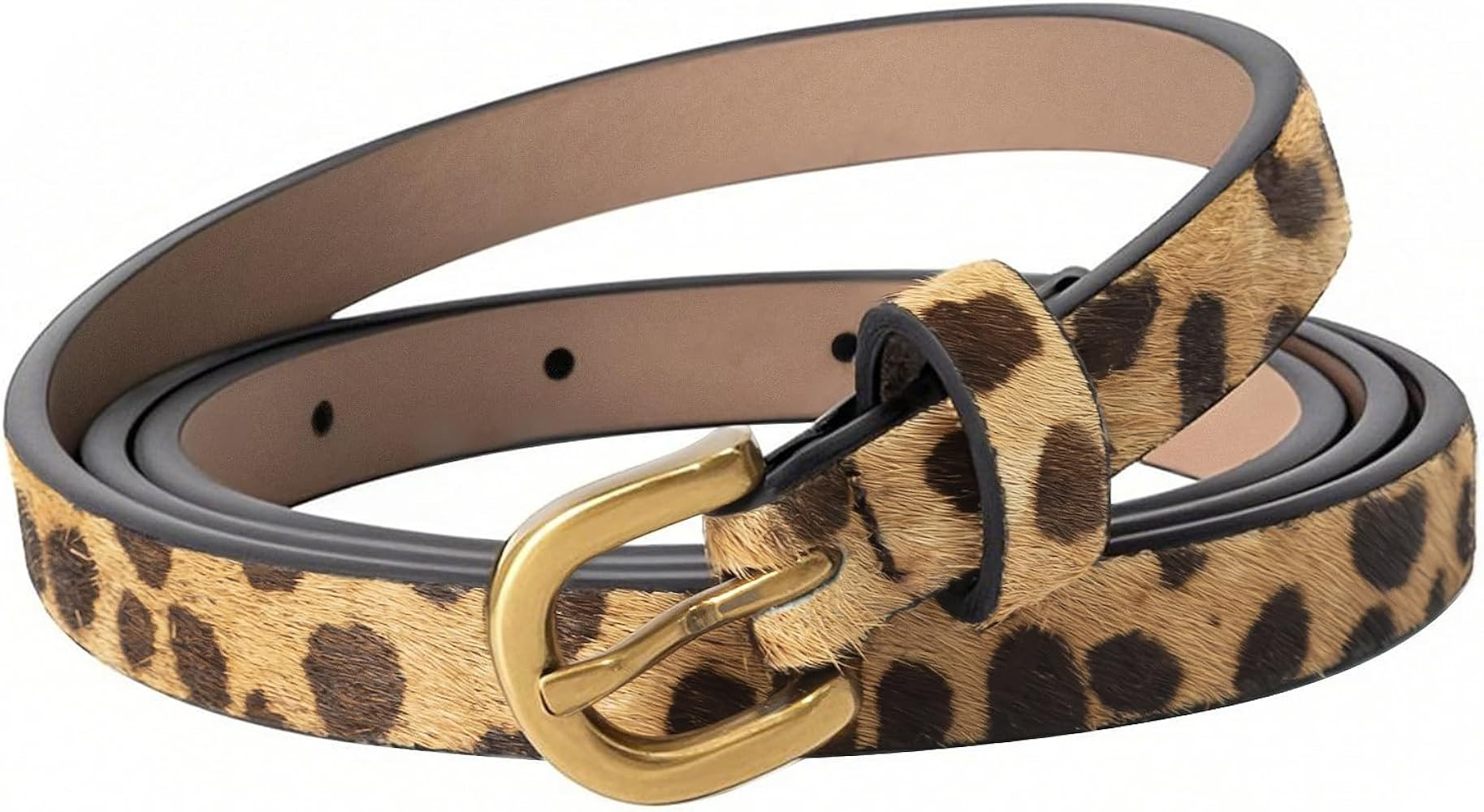 Leopared Print Leather Belt for Women Calf Hair Animal Skinny Ladies Waist Belts for Jeans Dress ... | Amazon (US)