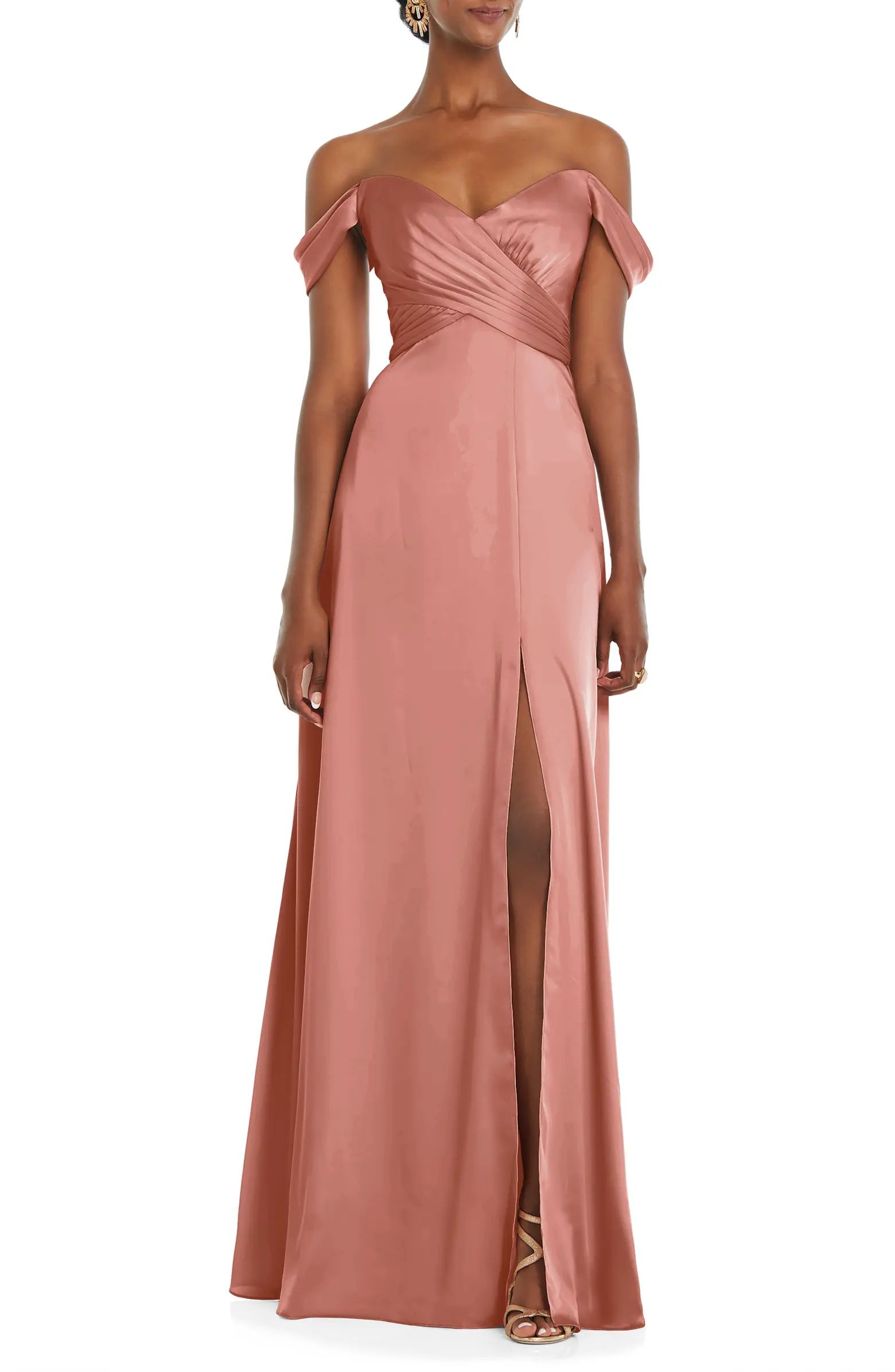 Dessy Collection Off the Shoulder Satin Gown | Nordstrom | Nordstrom