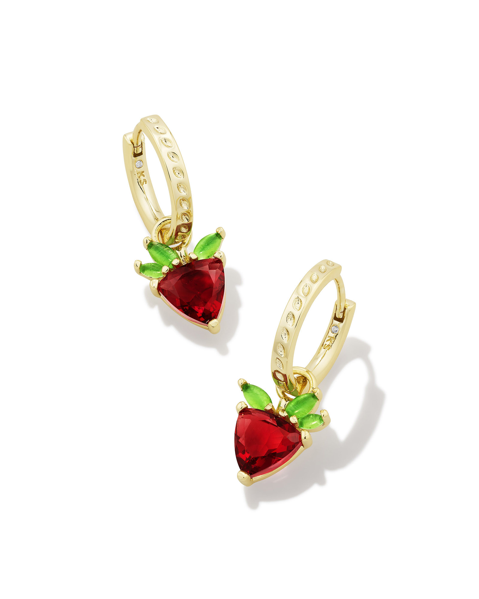 Strawberry Gold Huggie Earrings in Dark Pink Crystal | Kendra Scott
