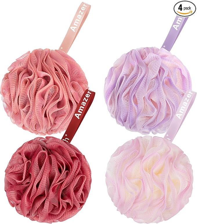 AmazerBath Loofah Sponge 60g/Piece, Exfoliating Bath Sponge Body Scrubber - Loofa Set of 4 - Suns... | Amazon (US)