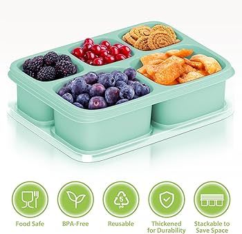 Mosville® Bento Snack Containers, 4 Pack Lunchable Container with 5 Compartments for Adults On-t... | Amazon (US)