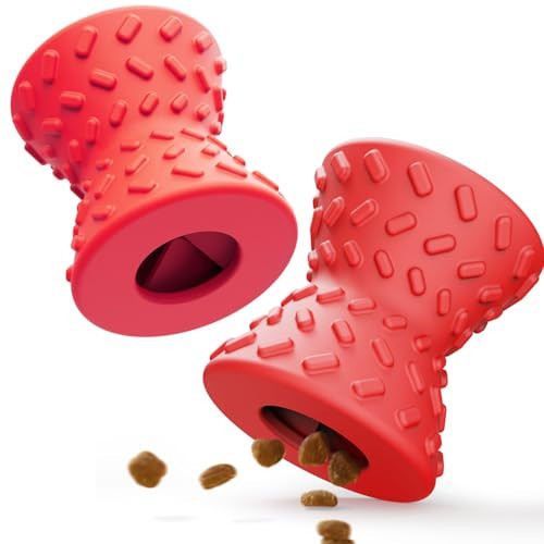 Doudele Puppy Toys, Dog Treat Toy for Traning, Interactive Toy, Treat Dispenser Toy,Natural Rubber Dumbbell Shaped, 2pcs(Red+Red) | Amazon (US)