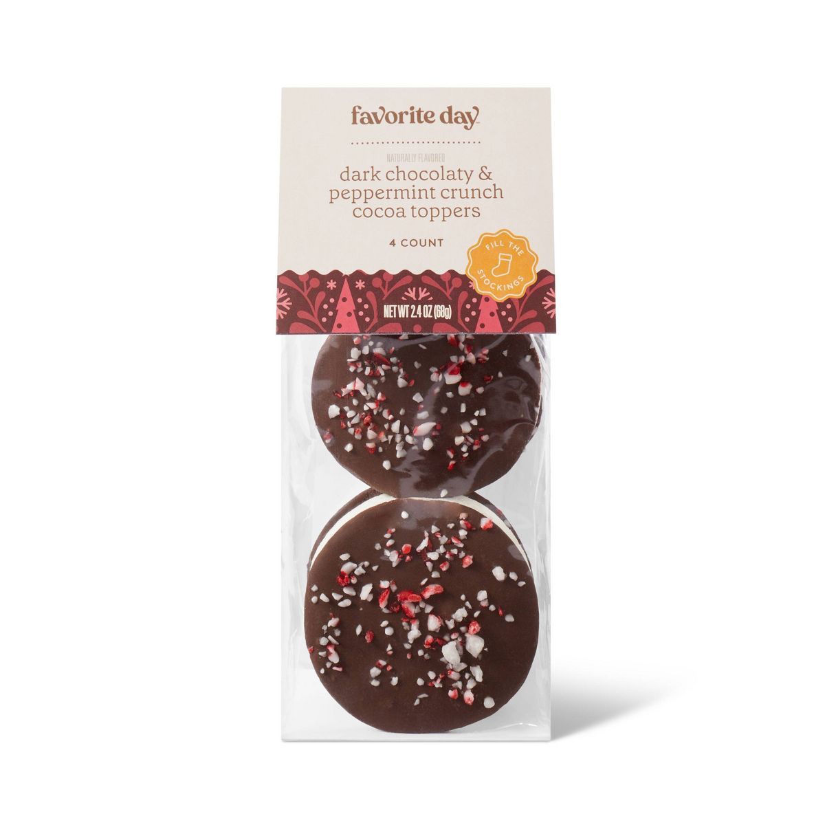 Holiday Dark Chocolaty Hot Cocoa Toppers with Peppermint Crunch - 2.4oz - Favorite Day™ | Target