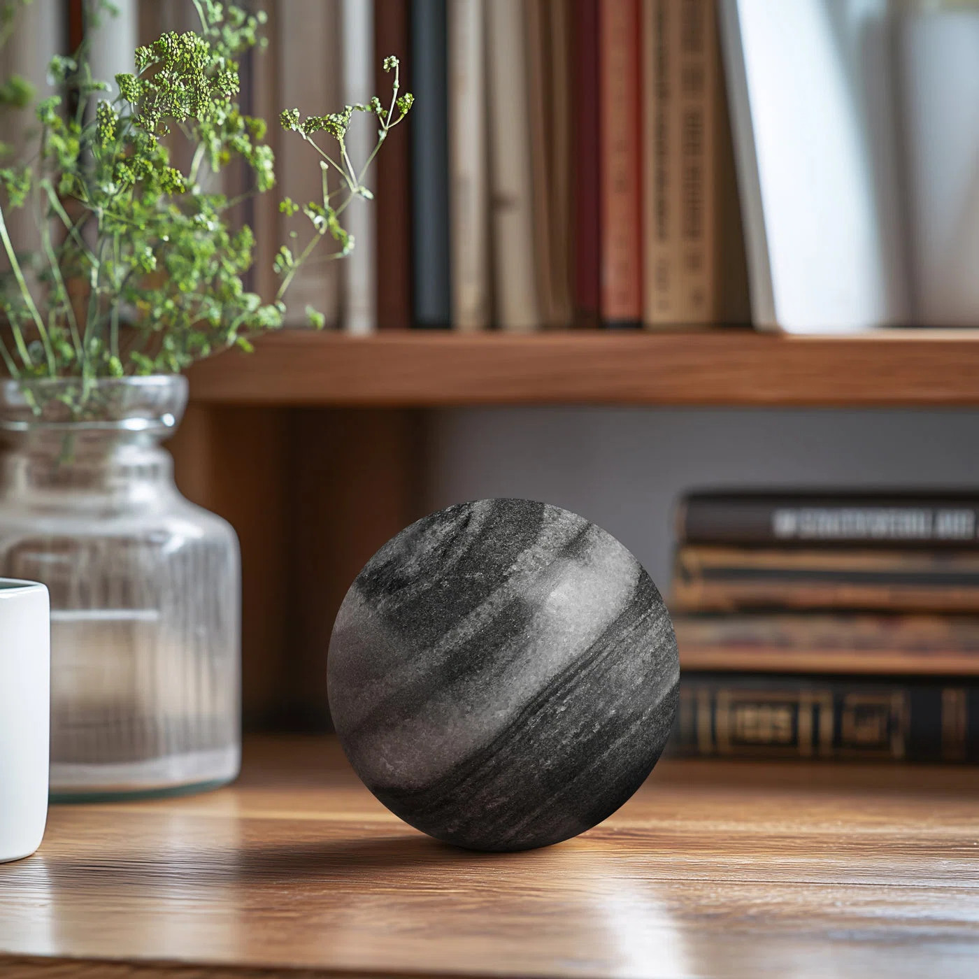 Smooth Marble Sphere Decorative Ball (Natural Grey) | Wayfair North America