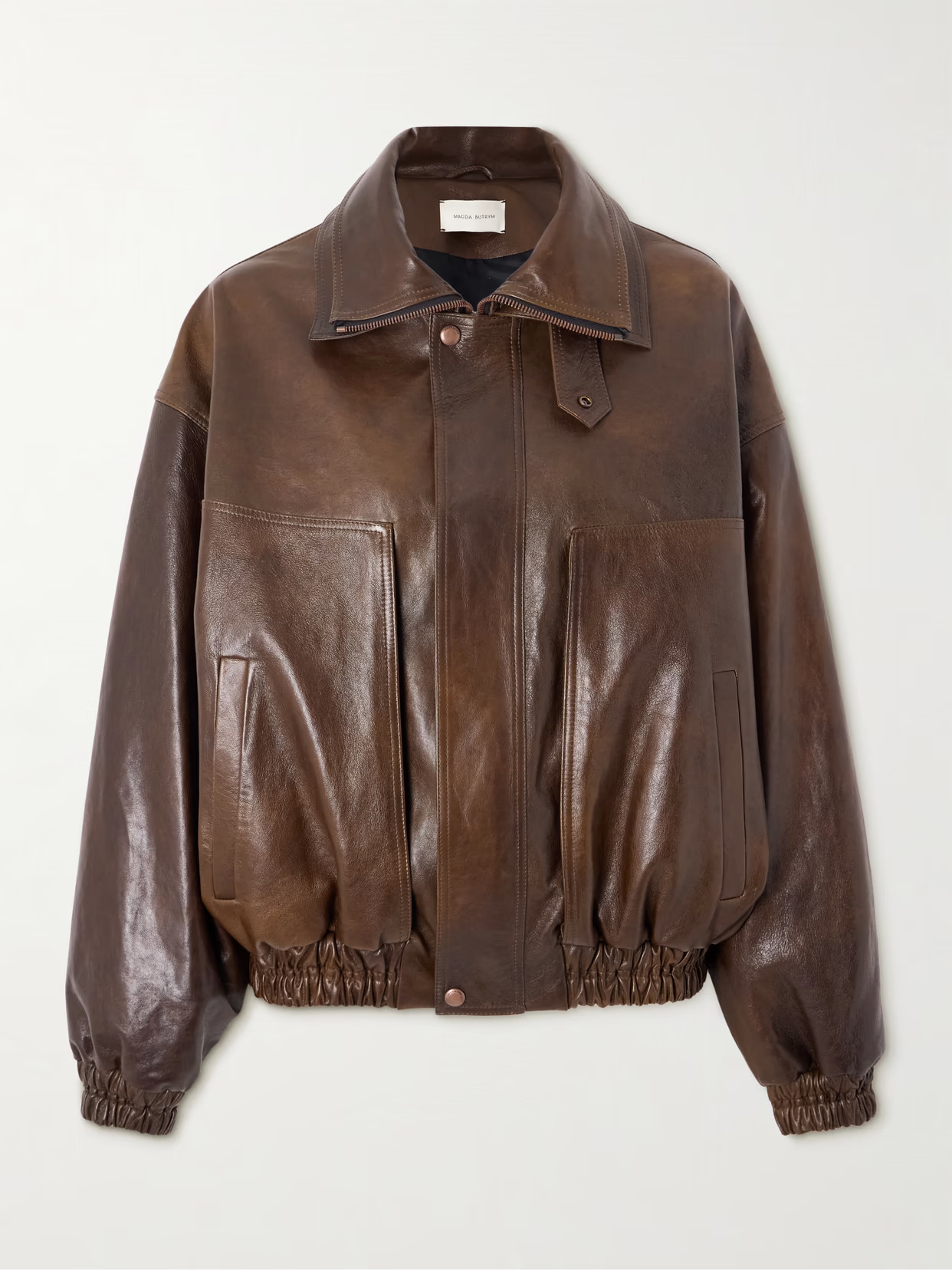 Magda Butrym - Oversized Glossed-leather Bomber Jacket - Brown | NET-A-PORTER (US)