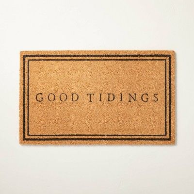 Good Tidings Bordered Rectangular Outdoor Doormat Black/Tan - Hearth & Hand™ with Magnolia | Target