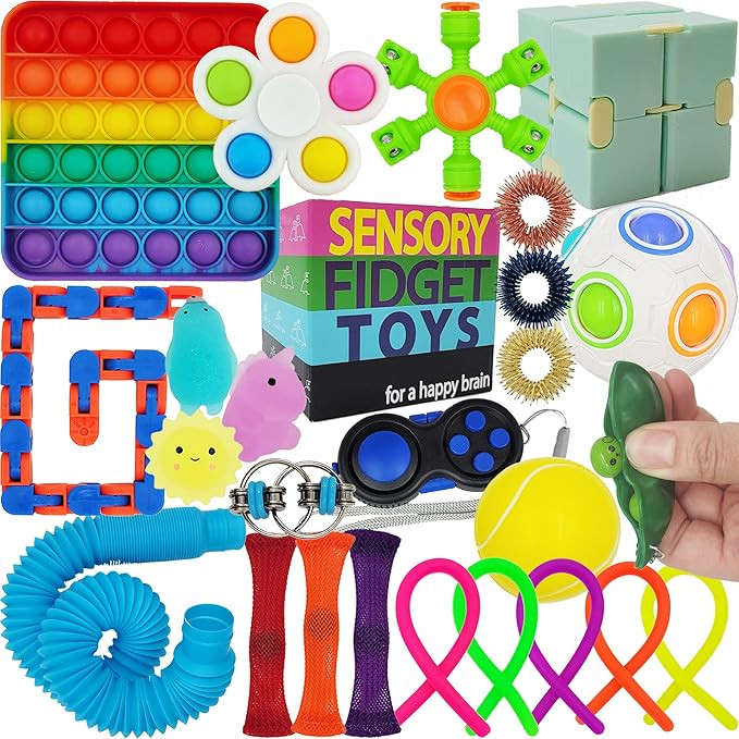 Fidget Toy Pack with Popit - Cheap Push Pop Bubble Sensory Toys for Kids, Teens, Adults - Infinit... | Amazon (US)