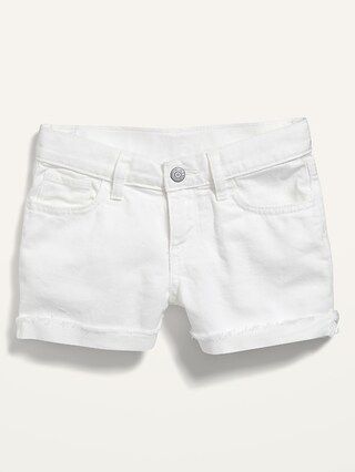 Cuffed Raw-Edge White Denim Shorts for Girls | Old Navy (US)