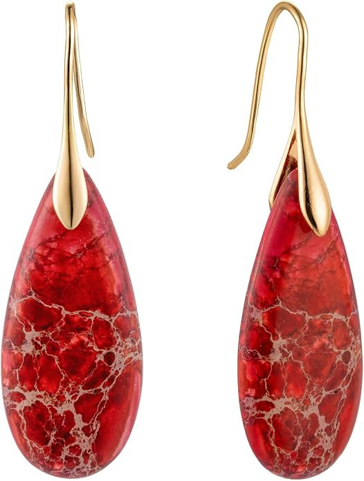 SELOVO Stone Fishhook Dangle Drop Earrings Statement Earrings for Women Stone | Amazon (US)