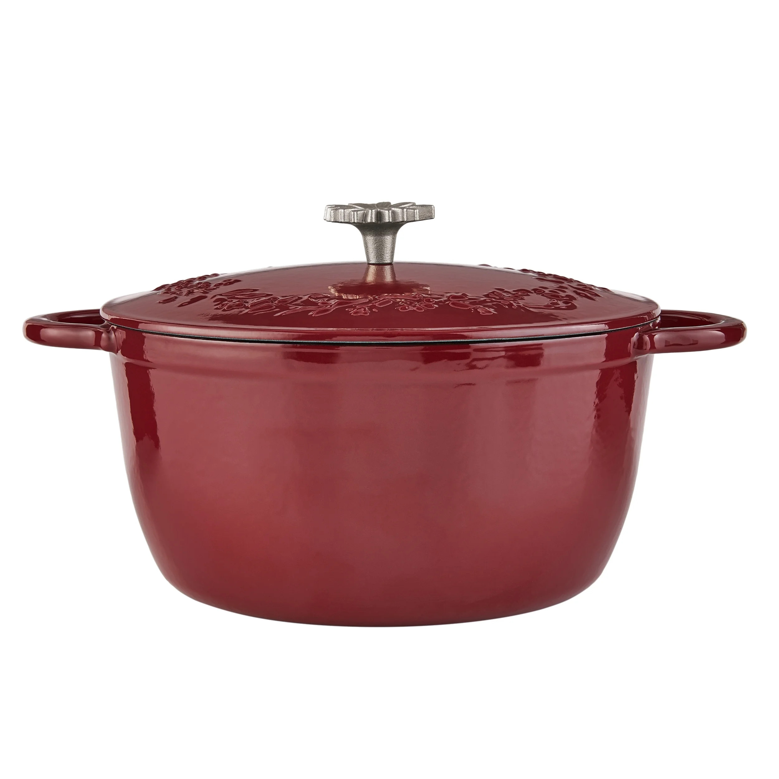 The Pioneer Woman 5-Quart Enamel on Cast Iron Dutch Oven with Embossed Lid, Merlot | Walmart (US)