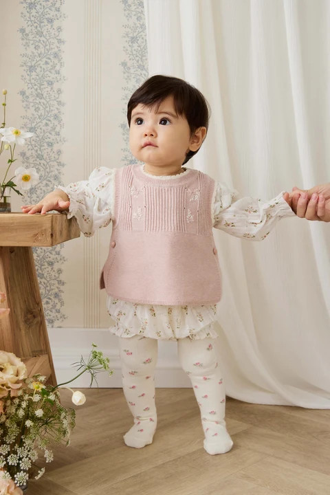 Organic Cotton Frill Bloomer - Josepha Egret 1YR | Jamie Kay