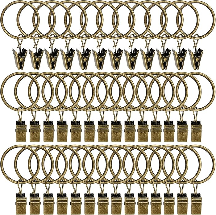 40 Pack Curtain Rings with Clips, Curtain Clip Rings Hooks, Bow Hanger Clips for Hanging Drapery ... | Amazon (US)