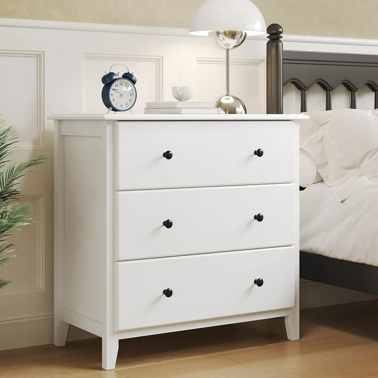 Afuhokles White Dresser for Bedroom, 3 Drawers Solid Wood Dresser, Modern Dresser with Wide Stora... | Walmart (US)