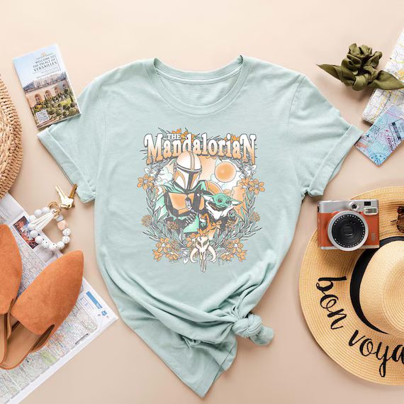 Floral Hippy Mandalorian Shirt, Star Wars Shirt, Disney Mando | Etsy (US)