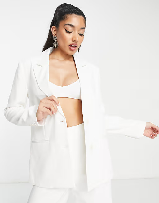 The Frolic relaxed tailored jacket with satin lining in ivory | ASOS (Global)