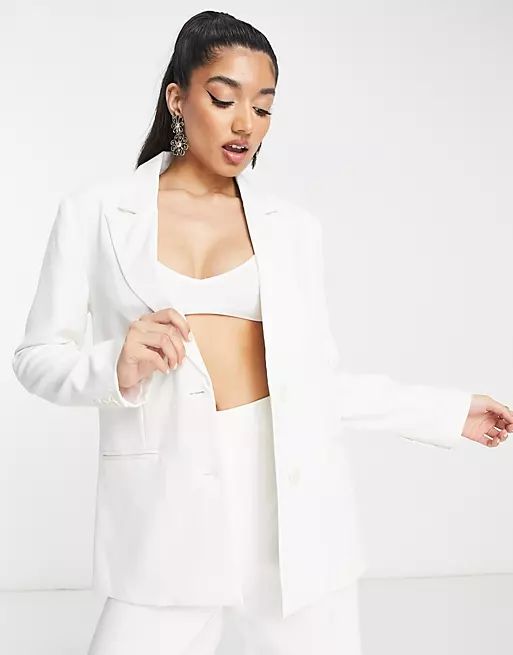 The Frolic relaxed tailored jacket with satin lining in ivory | ASOS (Global)