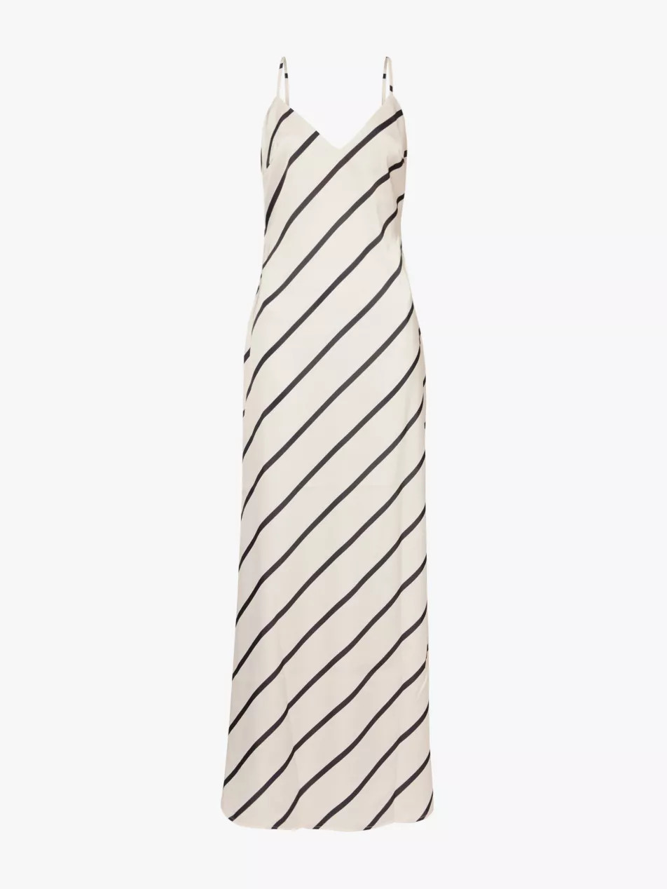 Jode V-neck striped satin maxi dress | Selfridges