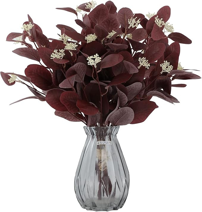 Rosscer 12Pcs Artificial Eucalyptus Stems, 20" Fake Silk Eucalyptu Leaves with Berries, Greenery ... | Amazon (US)