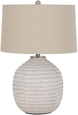 Bowery Hill Single Ceramic Table Lamp in White & Beige | Amazon (US)