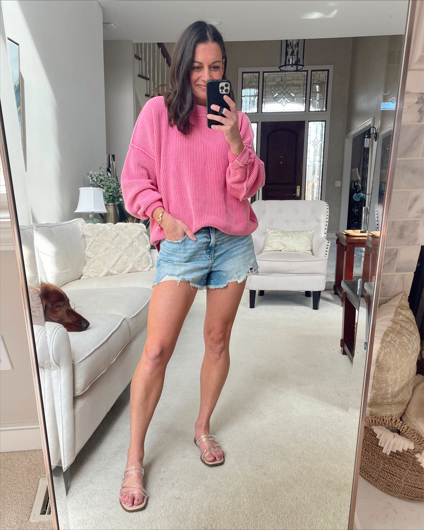 LTK spring sale - aerie finds! Sweater on deal for under $30 with code LTKSPRING, runs big so size down. I’m wearing the xs.  Jean shorts are the comfiest - run true to size and only $28 with the code!

Spring outfit, LTK sale, denim shorts, oversized sweater, Free People dupe



#LTKunder50 #LTKsalealert #LTKSale
