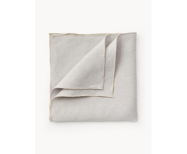 Serviettes de table en lin avec passepoil Kennedy, 4 pièces | Westwing | Westwing EU