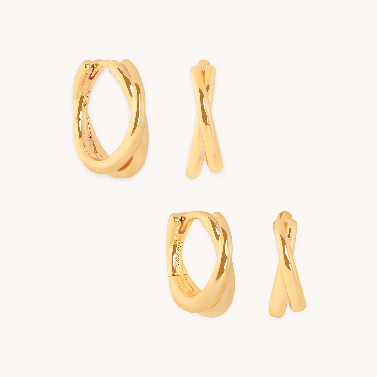 Crossover Illusion Hoops Stacking Set in Gold | Astrid & Miyu UK