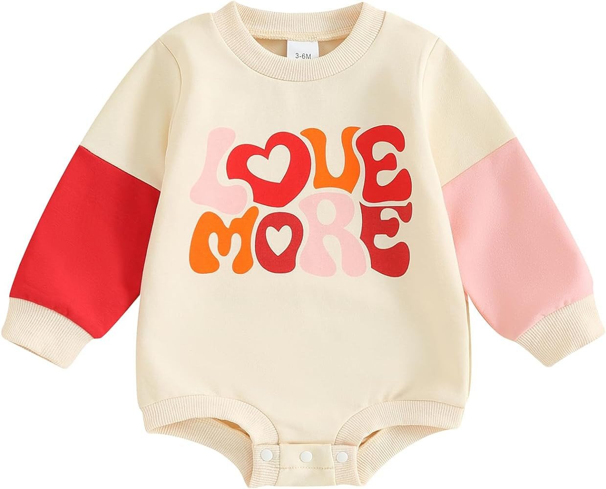 Amiblvowa Newborn Infant Baby Girl Oversized Sweatshirt Bubble Romper Crewneck Love Embroidery On... | Amazon (US)