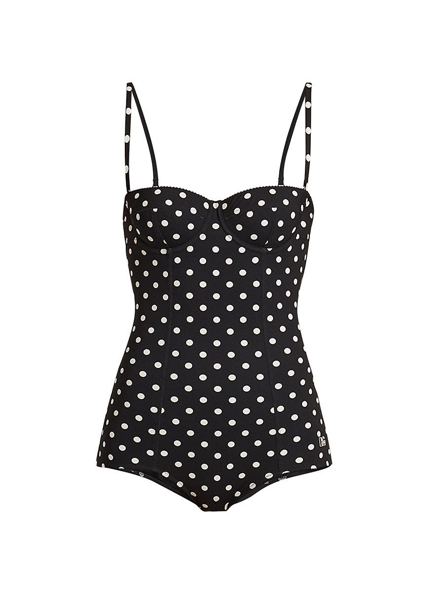 Women's Intero Polka-Dot One-Piece Swimsuit - Pois Bianco Nero - Size XS | Saks Fifth Avenue