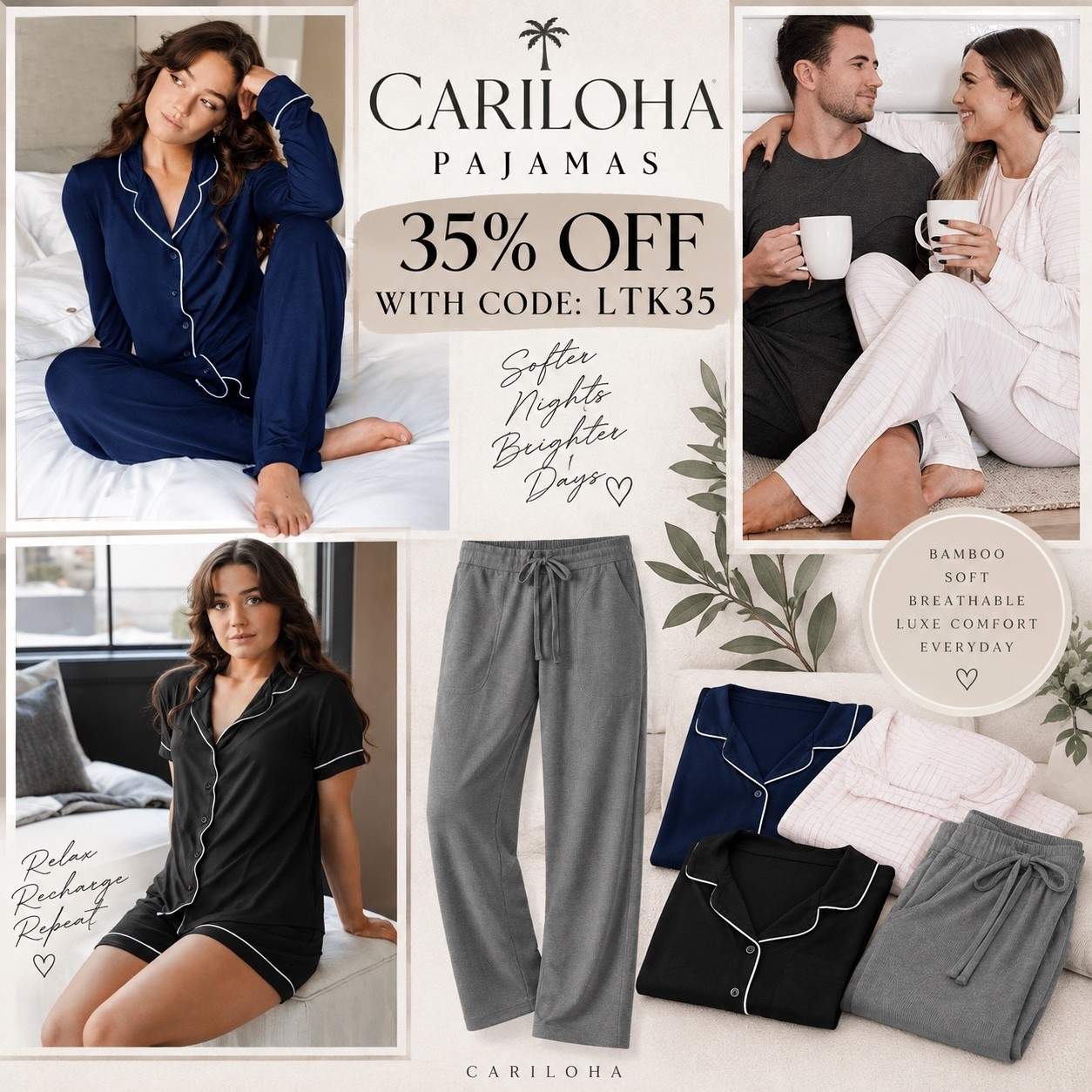 #ad  looking for the best pajamas?? Check out @Cariloha Pajamas! They’re so soft and make amazing gifts! Get 35% off with code: LTK35

#LTKmomlife #LTKgrwm #LTKselfcare