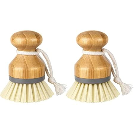 Palm Pot Brush- Bamboo Round 3 Packs Mini Dish Brush Natural Scrub Brush Durable Scrubber Cleanin... | Amazon (US)