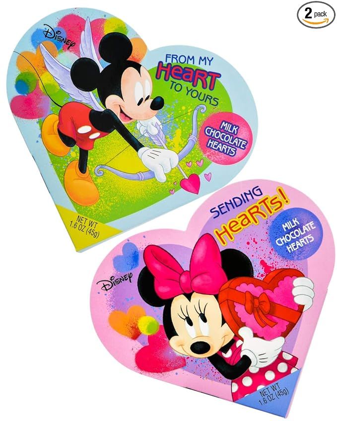 Disney Mickey and Minnie Valentines Day Heart Gift Box with Milk Chocolate Hearts, Pack of 2 | Amazon (US)