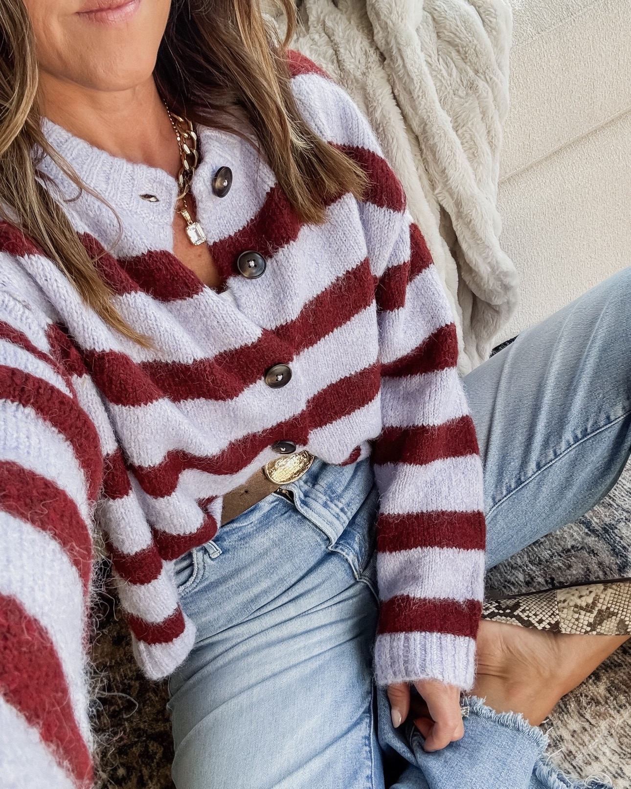 A fun little stripe cardigan. Does the color mixing for you. 
XS. Super soft.

#LTKgrwm #LTKmomlife #LTKOver40