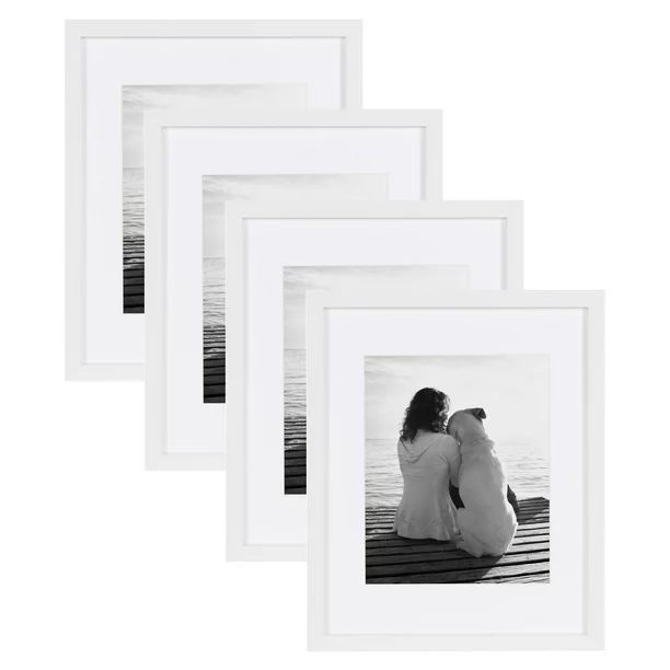 DesignOvation Gallery Wood Photo Frame Set for Customizable Wall Display, White 11x14 matted to 8... | Walmart (US)